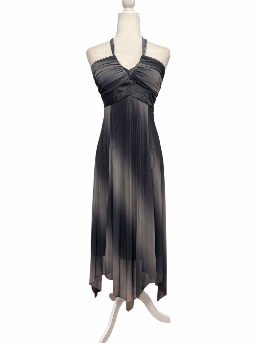 Vintage Y2K Le Château Sheer Shimmer Mesh Halter Maxi Dress